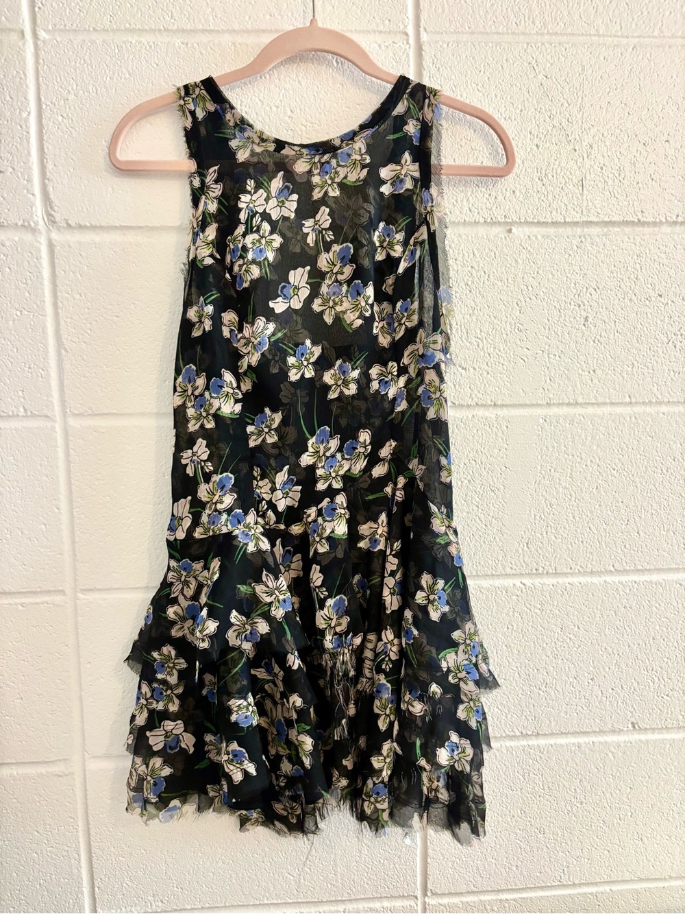 Free People raven printed ruffle mini dress S - Picture 4 of 5